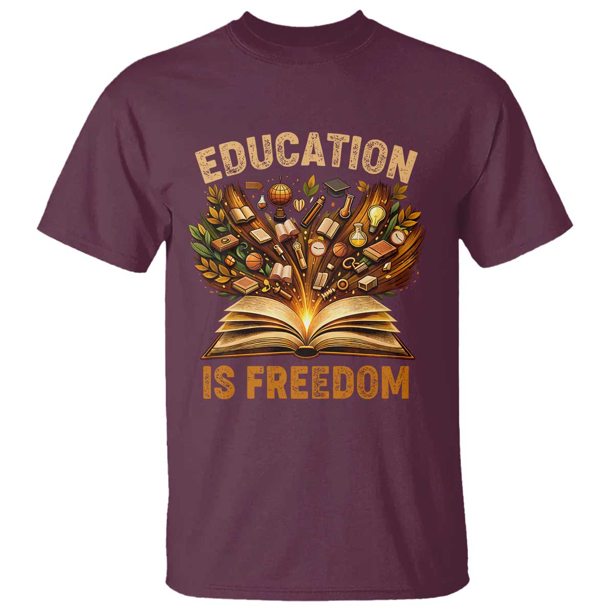 Black History Education Is Freedom T Shirt Retro Books Afro African American Heritage