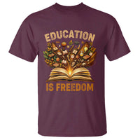 Black History Education Is Freedom T Shirt Retro Books Afro African American Heritage
