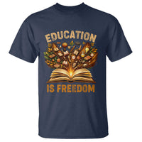 Black History Education Is Freedom T Shirt Retro Books Afro African American Heritage