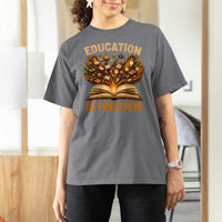 Black History Education Is Freedom T Shirt For Women Retro Books Afro African American Heritage