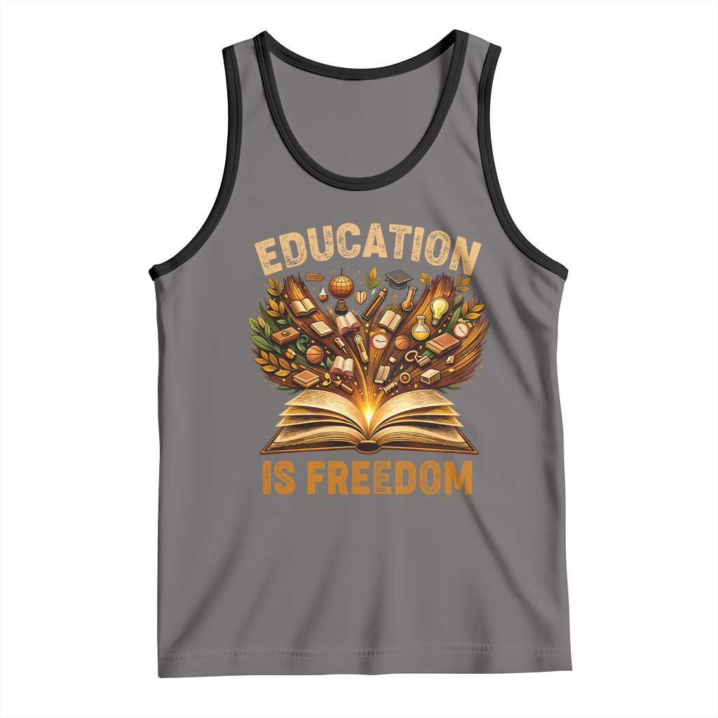 Black History Education Is Freedom Tank Top Retro Books Afro African American Heritage