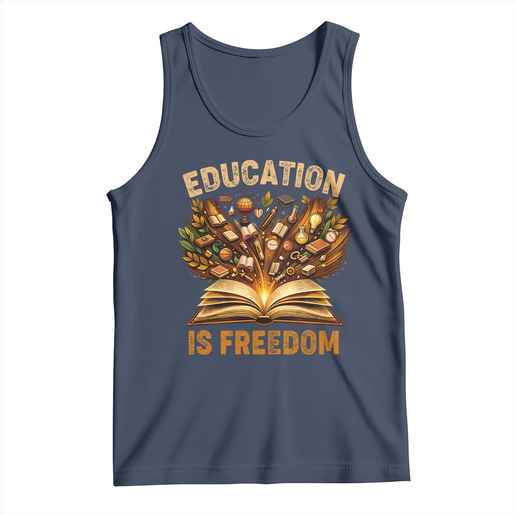 Black History Education Is Freedom Tank Top Retro Books Afro African American Heritage