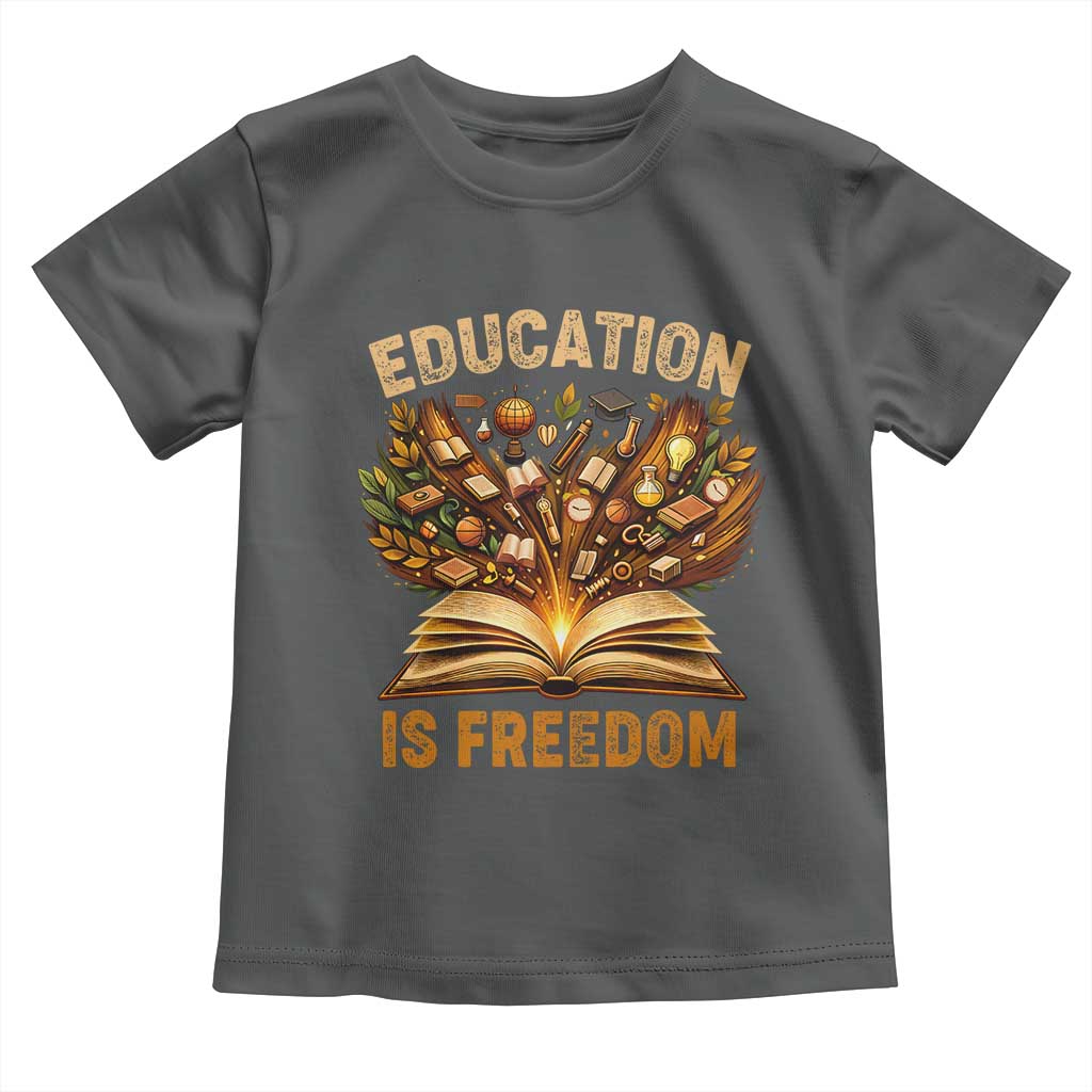 Black History Education Is Freedom Toddler T Shirt Retro Books Afro African American Heritage