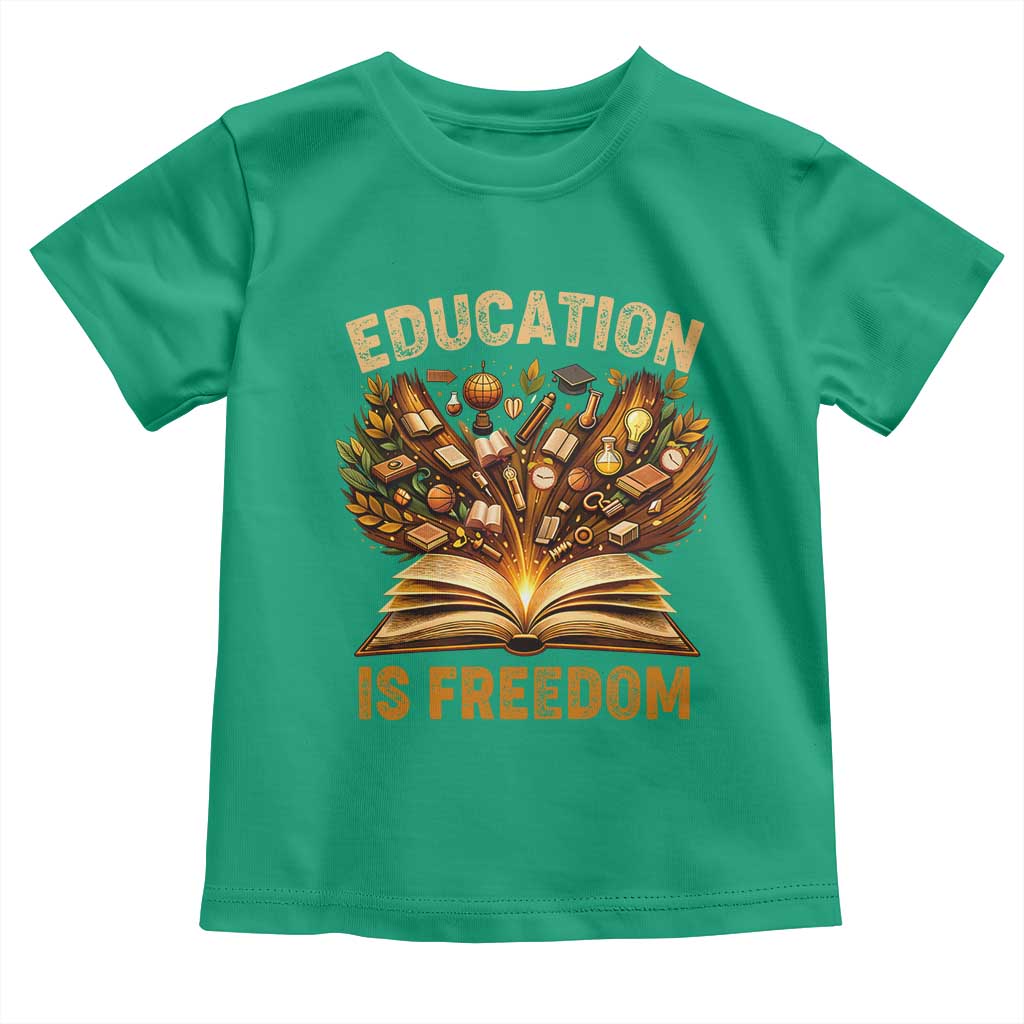 Black History Education Is Freedom Toddler T Shirt Retro Books Afro African American Heritage