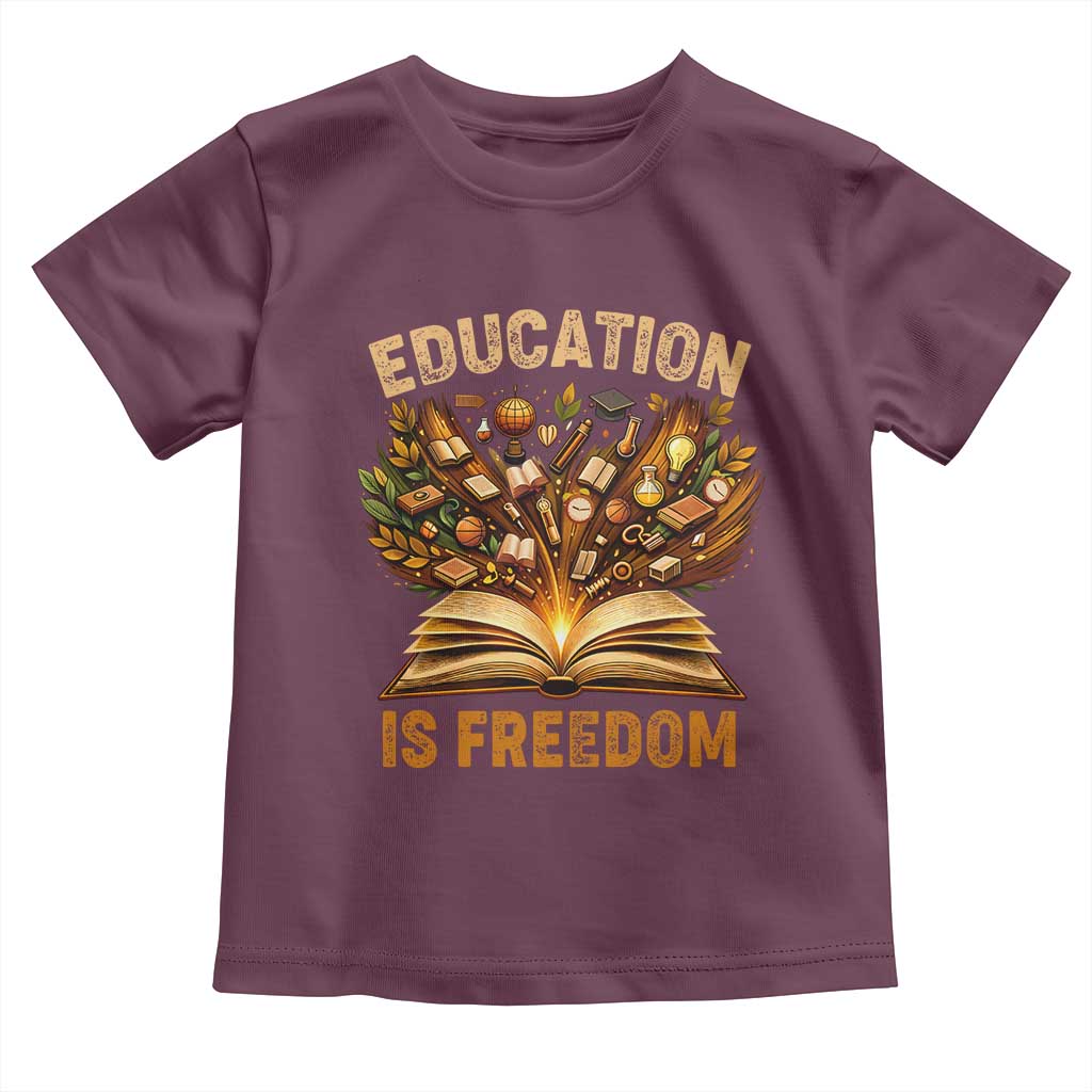 Black History Education Is Freedom Toddler T Shirt Retro Books Afro African American Heritage
