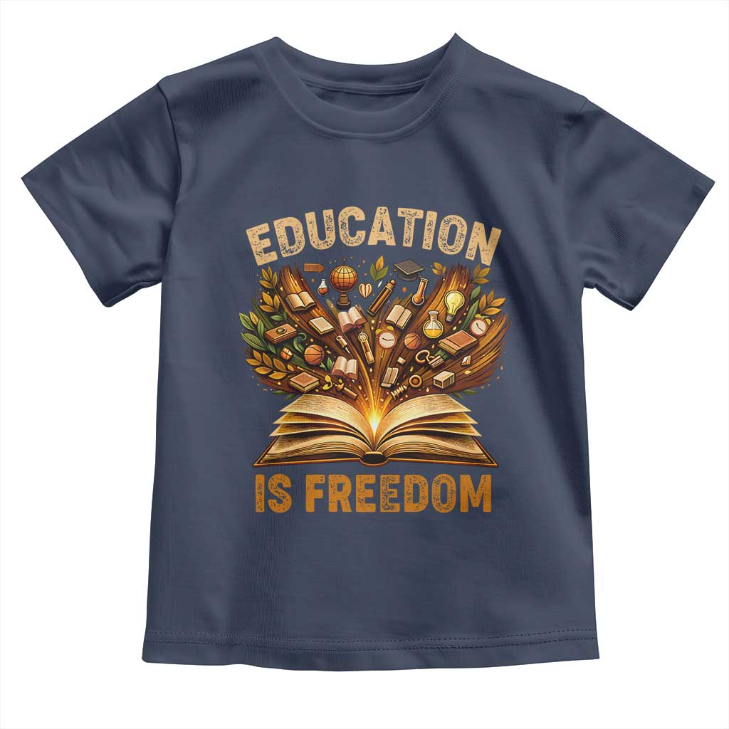 Black History Education Is Freedom Toddler T Shirt Retro Books Afro African American Heritage