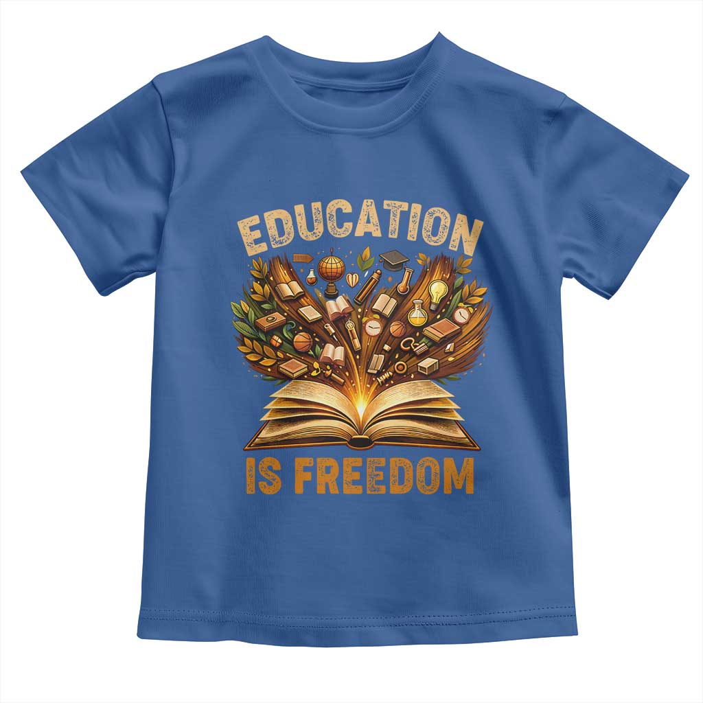 Black History Education Is Freedom Toddler T Shirt Retro Books Afro African American Heritage