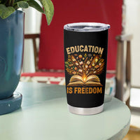 Black History Education Is Freedom Tumbler Cup Retro Books Afro African American Heritage