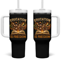 Black History Education Is Freedom Tumbler With Handle Retro Books Afro African American Heritage