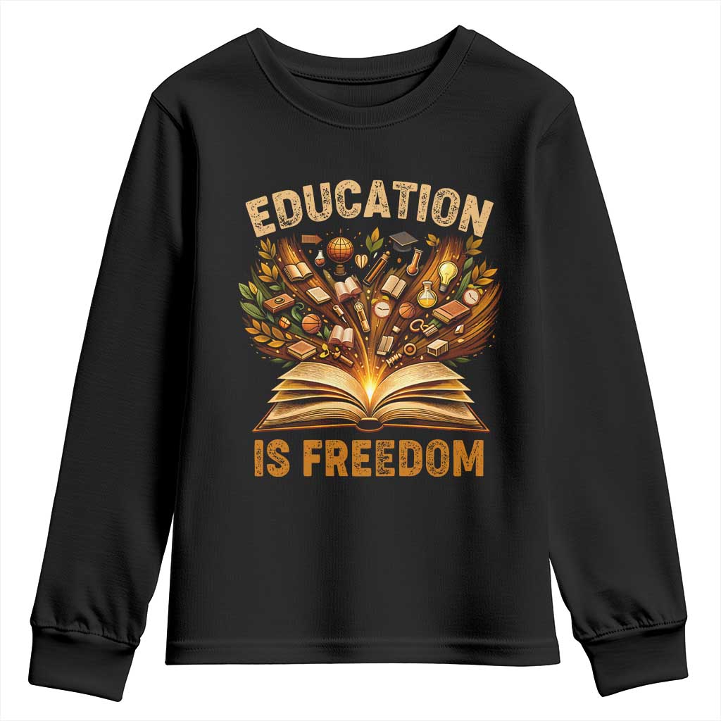Black History Education Is Freedom Youth Sweatshirt Retro Books Afro African American Heritage