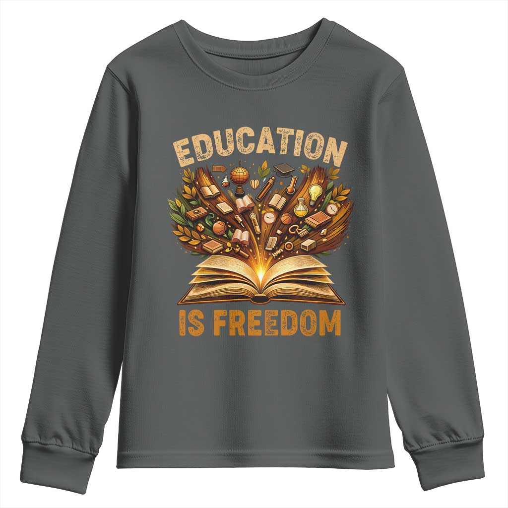 Black History Education Is Freedom Youth Sweatshirt Retro Books Afro African American Heritage