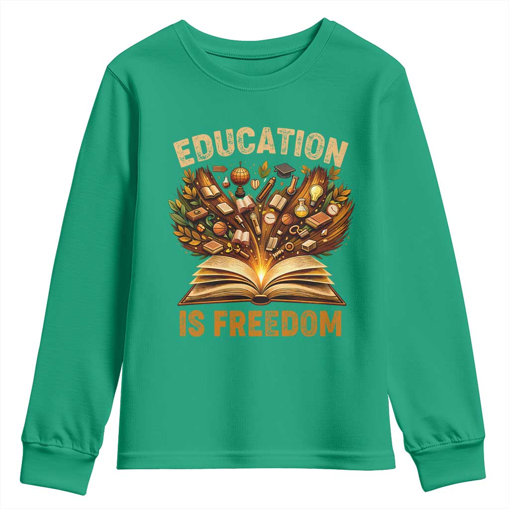 Black History Education Is Freedom Youth Sweatshirt Retro Books Afro African American Heritage