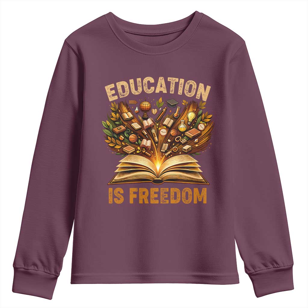 Black History Education Is Freedom Youth Sweatshirt Retro Books Afro African American Heritage
