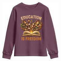 Black History Education Is Freedom Youth Sweatshirt Retro Books Afro African American Heritage