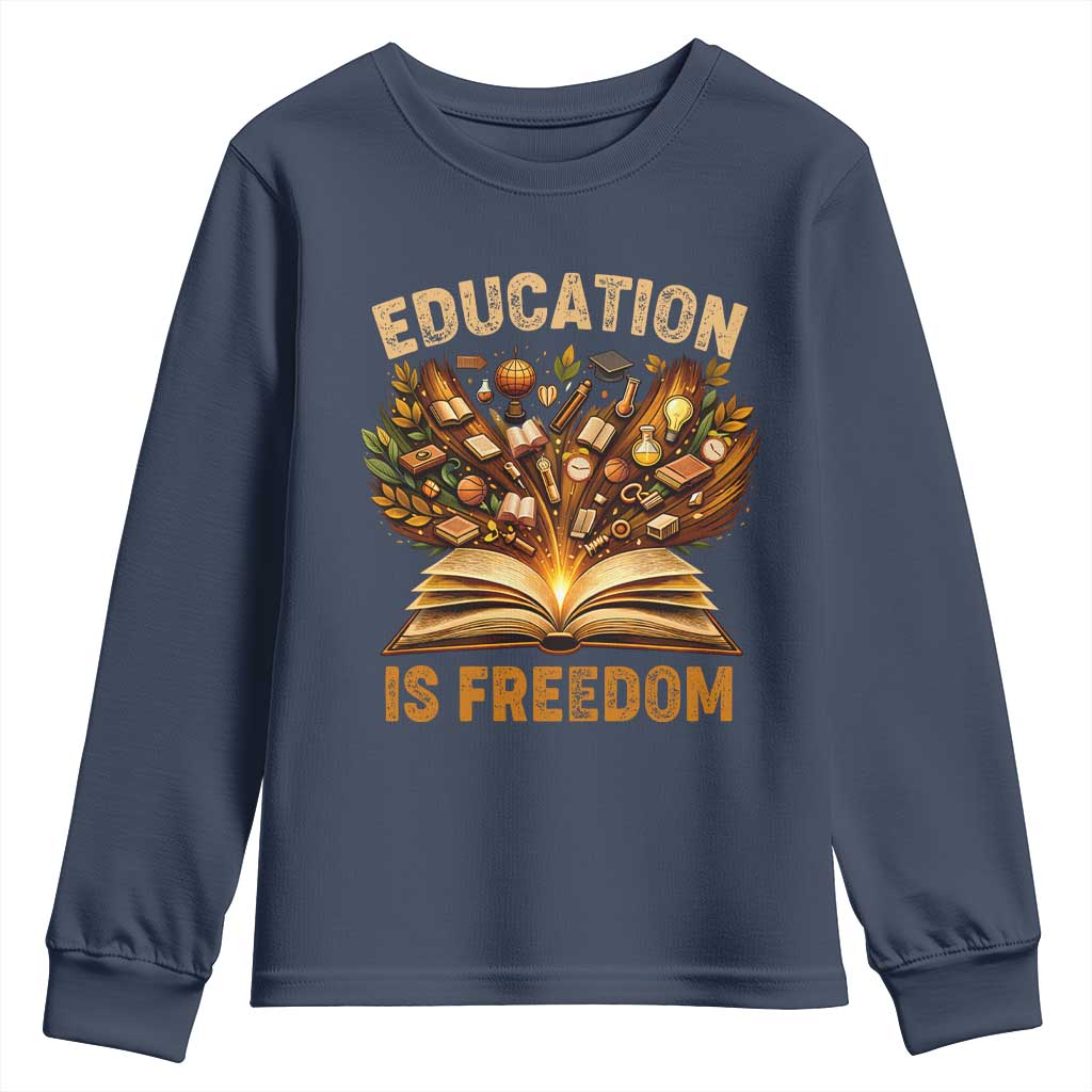 Black History Education Is Freedom Youth Sweatshirt Retro Books Afro African American Heritage
