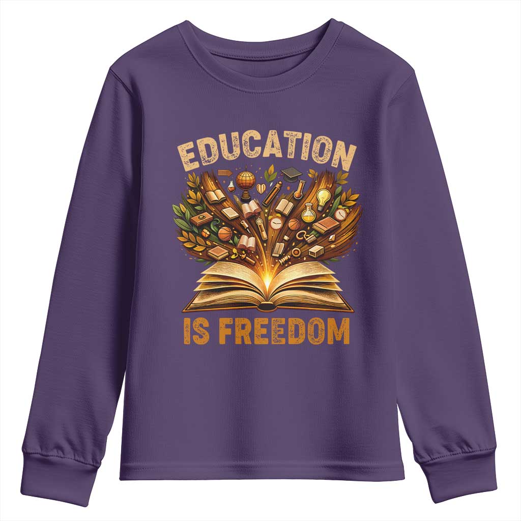 Black History Education Is Freedom Youth Sweatshirt Retro Books Afro African American Heritage