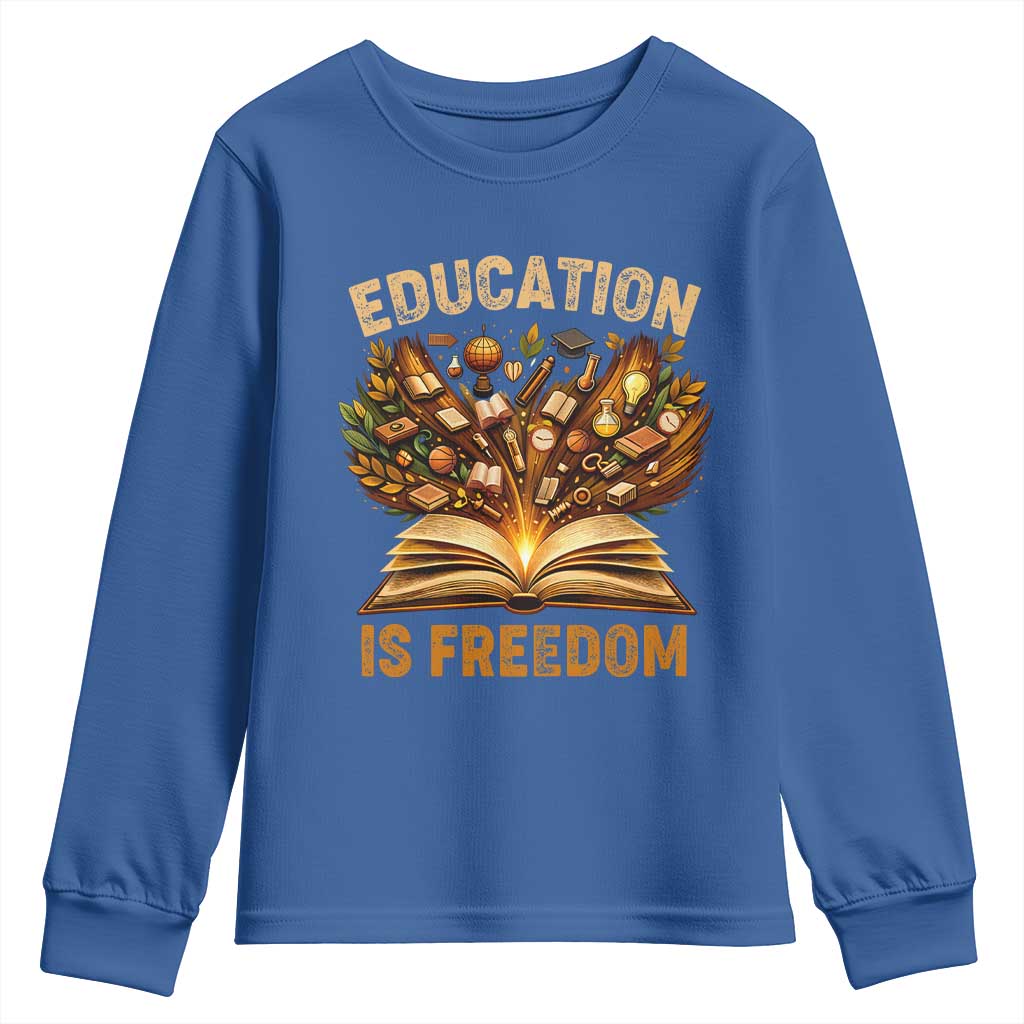 Black History Education Is Freedom Youth Sweatshirt Retro Books Afro African American Heritage
