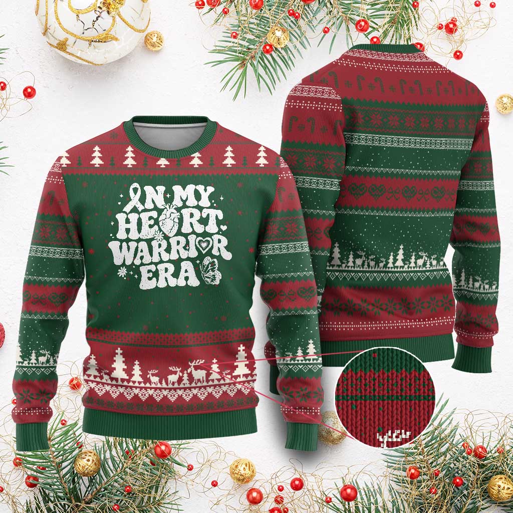 CHD Heart Disease Awareness Ugly Christmas Sweater In My Heart Warrior Era