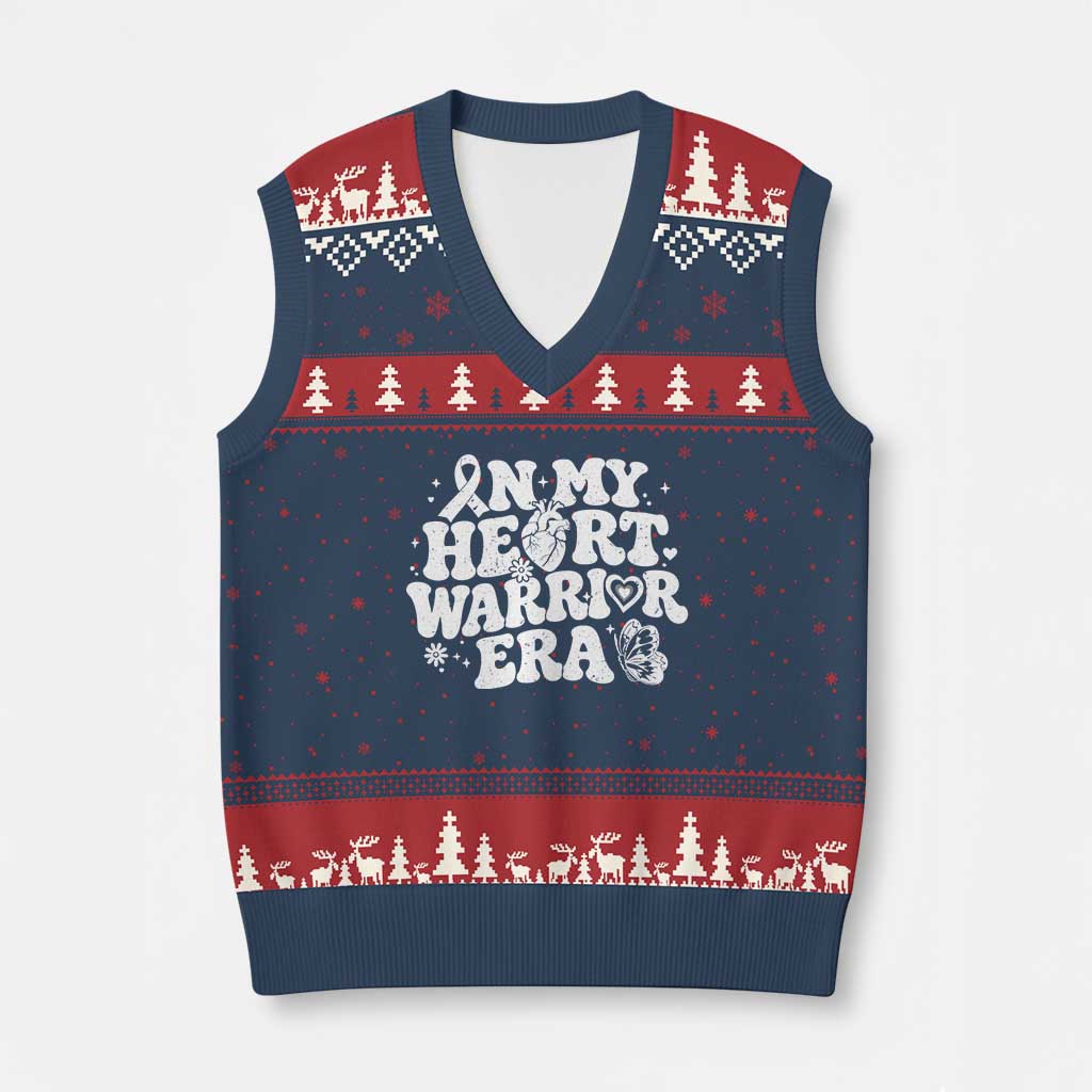 CHD Heart Disease Awareness V-Neck Knit Sweater Vest In My Heart Warrior Era