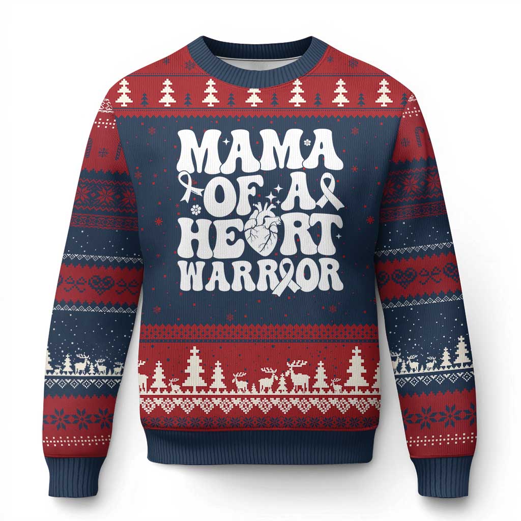 CHD Heart Disease Awareness Ugly Christmas Sweater Heart Warrior Mama