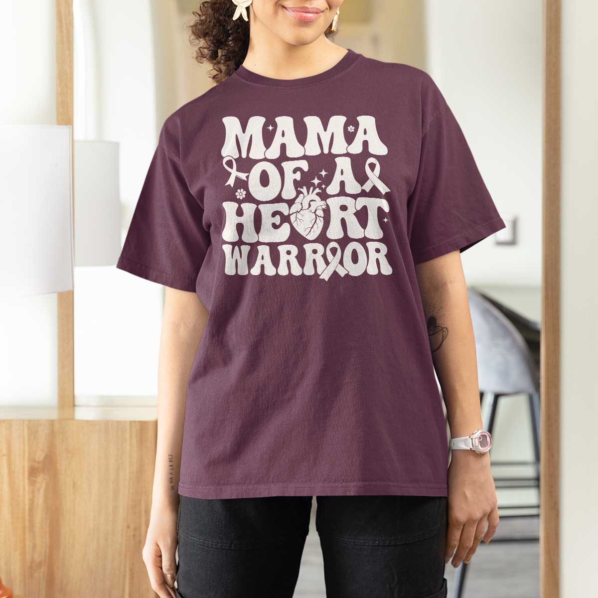CHD Heart Disease Awareness T Shirt For Women Heart Warrior Mama