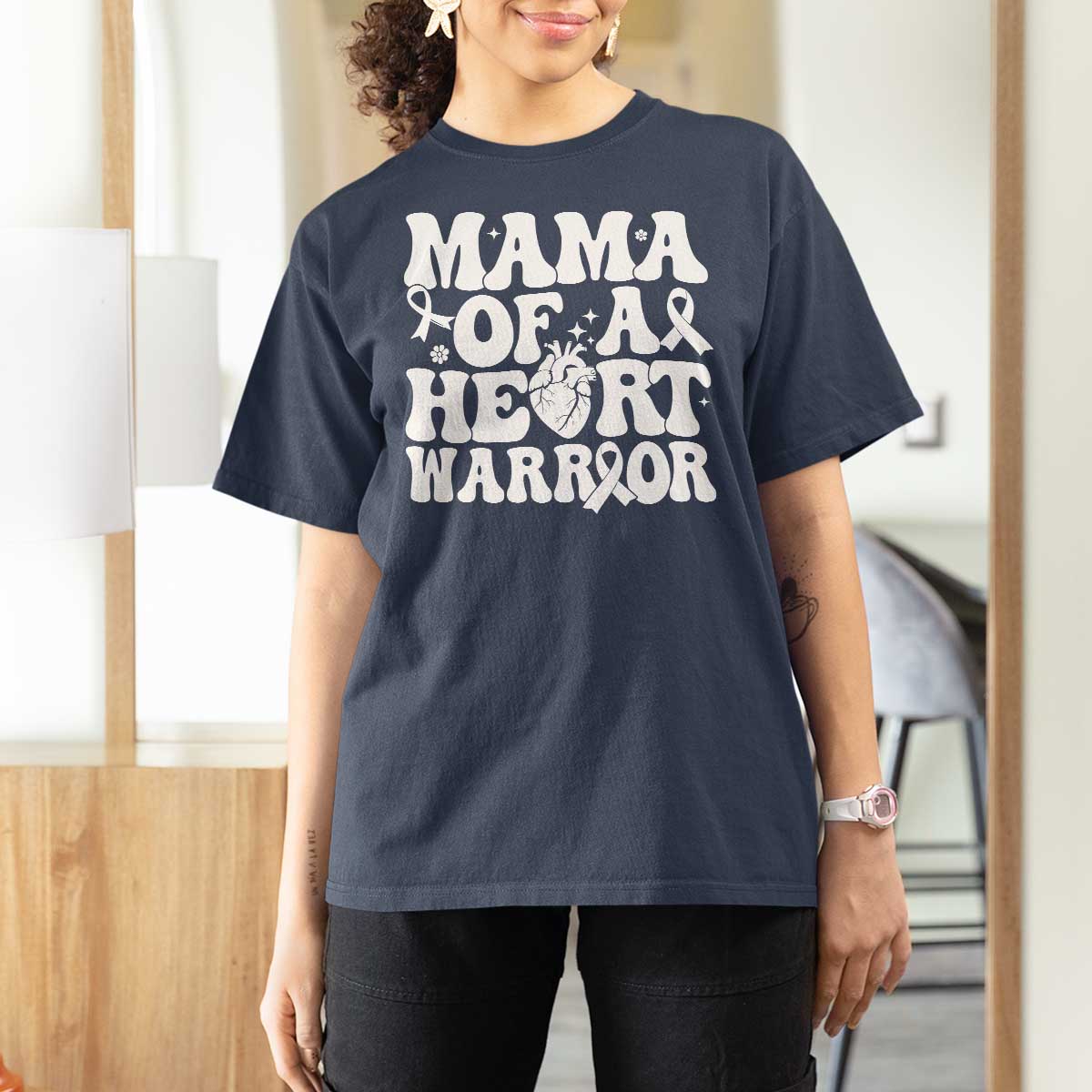 CHD Heart Disease Awareness T Shirt For Women Heart Warrior Mama