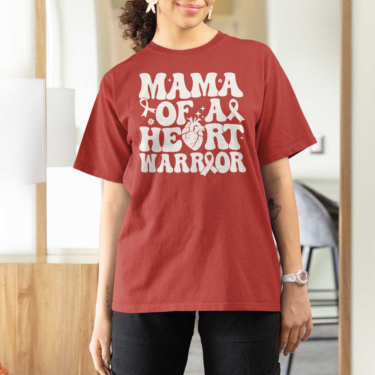 CHD Heart Disease Awareness T Shirt For Women Heart Warrior Mama