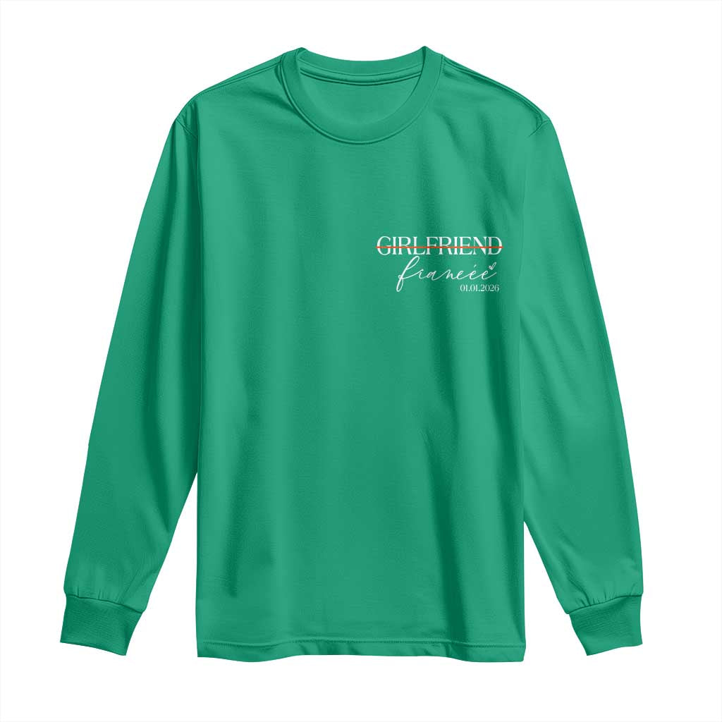 Personalized Fiancee Long Sleeve Shirt Custom Date Girlfriend Engagement Gifts Future Mr and Mrs