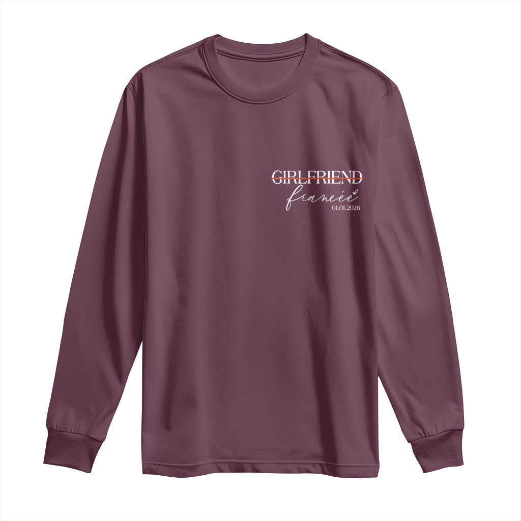Personalized Fiancee Long Sleeve Shirt Custom Date Girlfriend Engagement Gifts Future Mr and Mrs