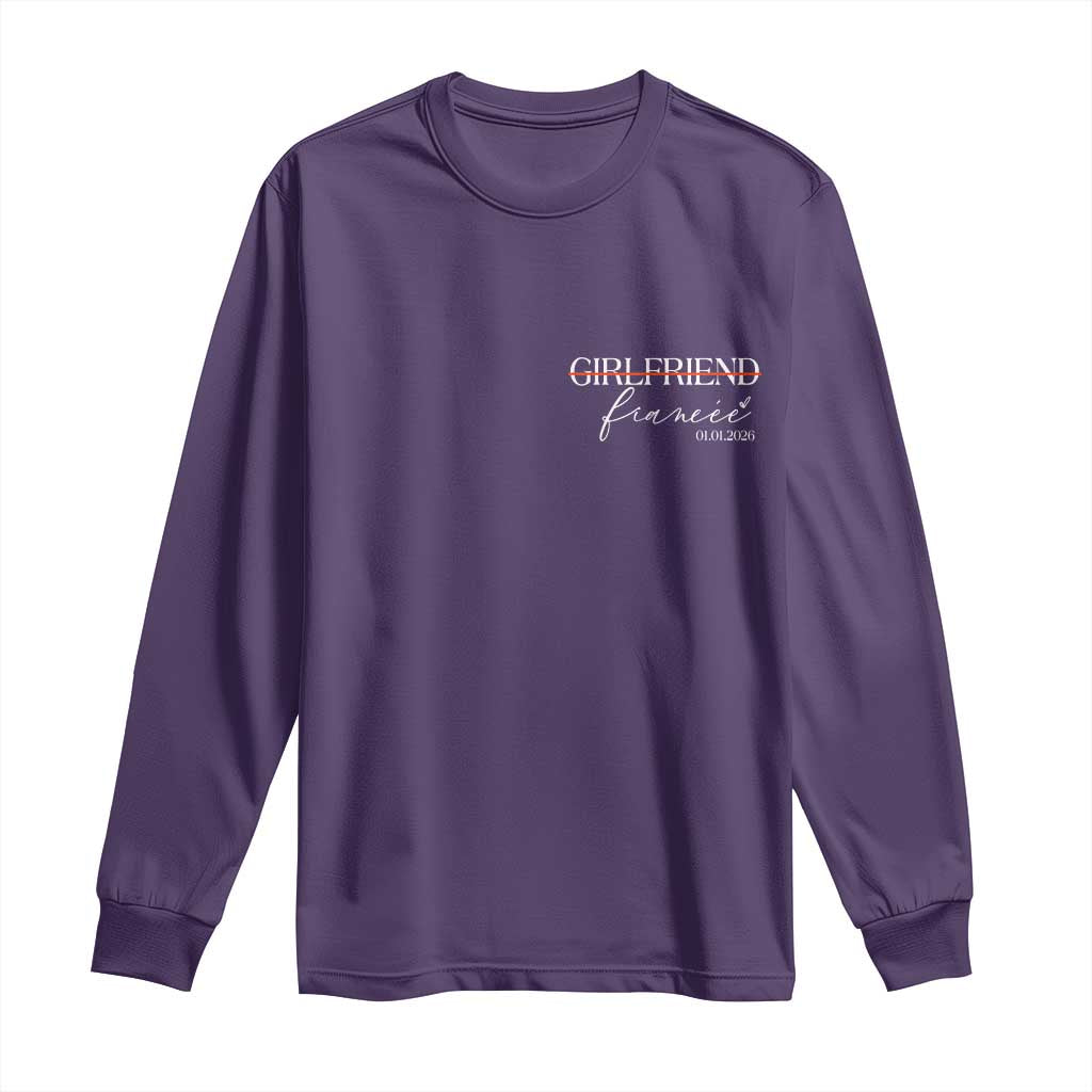 Personalized Fiancee Long Sleeve Shirt Custom Date Girlfriend Engagement Gifts Future Mr and Mrs
