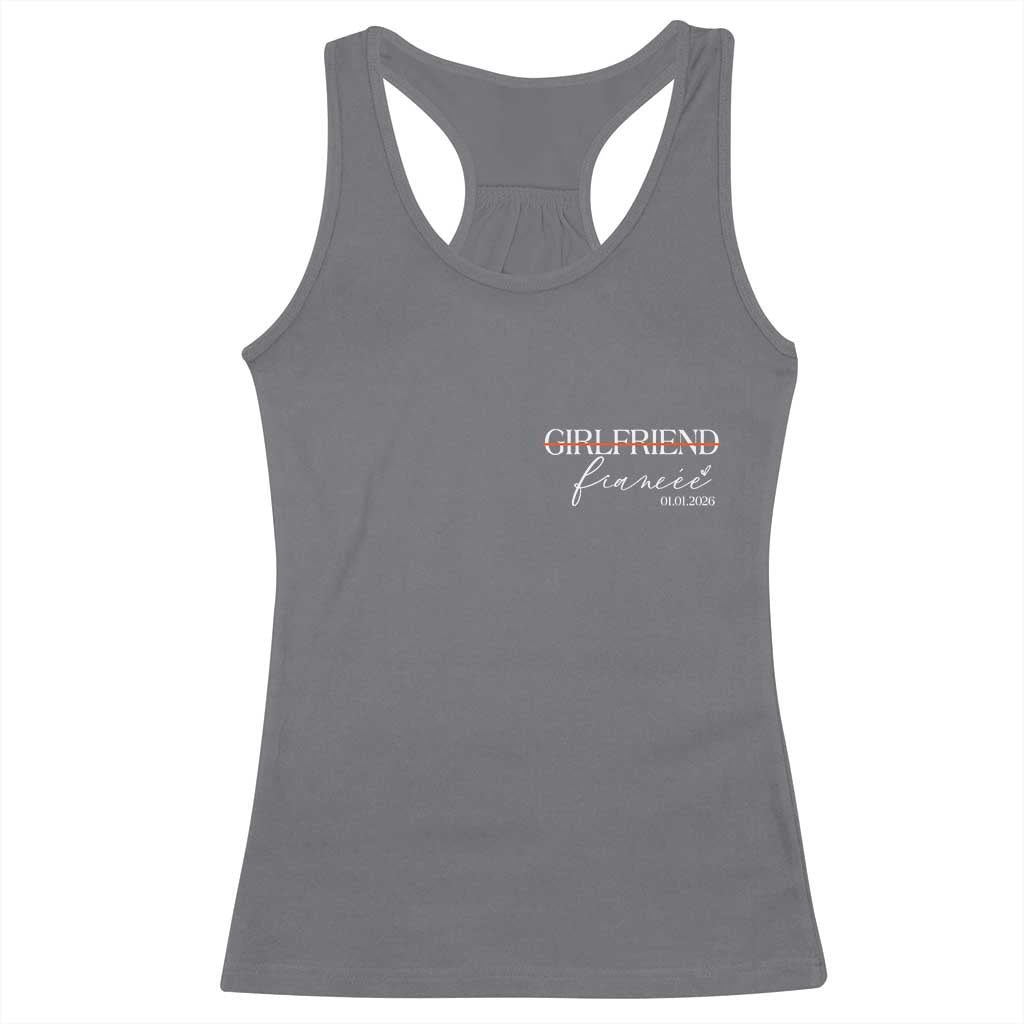 Personalized Fiancee Racerback Tank Top Custom Date Girlfriend Engagement Gifts Future Mr and Mrs