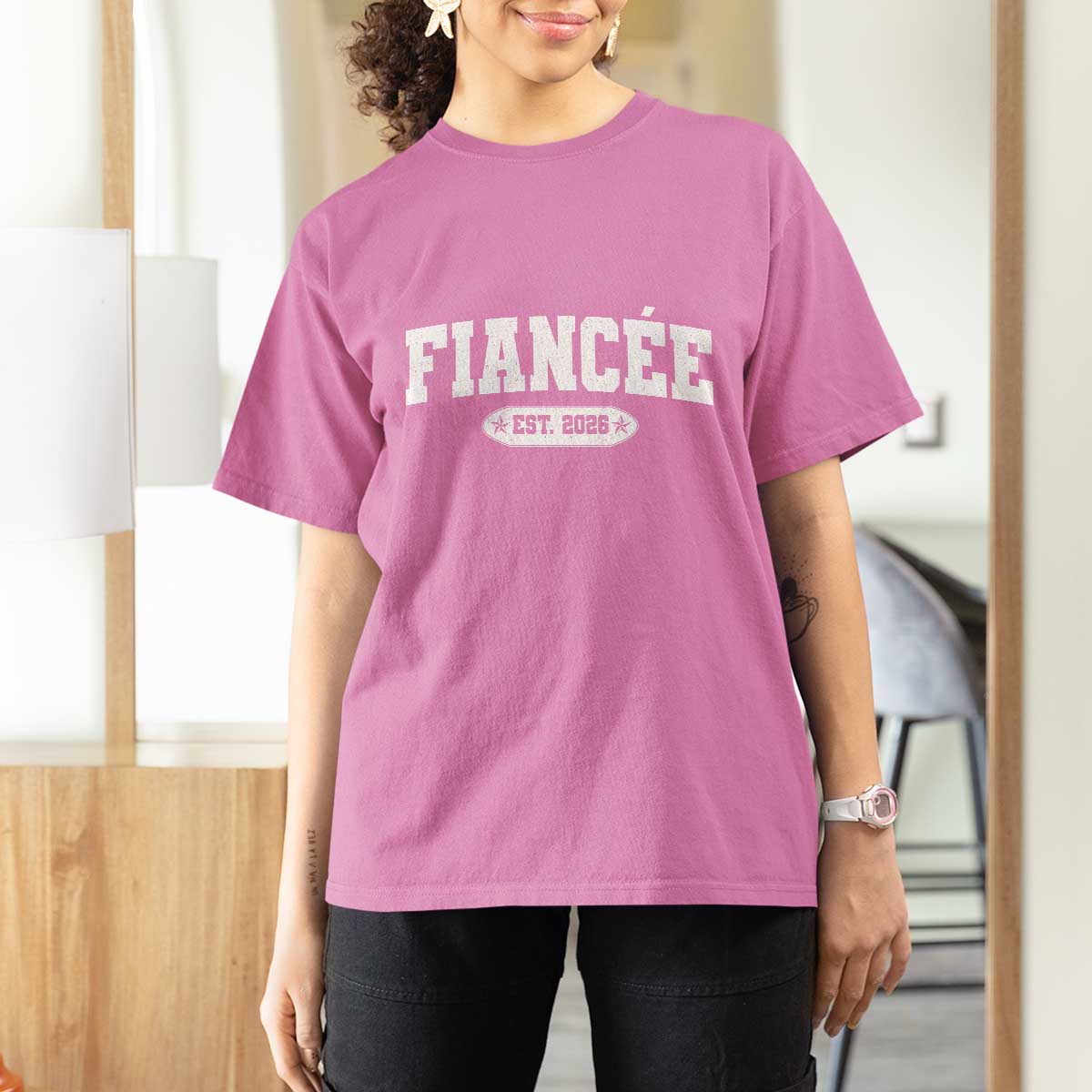 Fiancee Est 2026 T Shirt For Women Future Mrs. and Mr. Bridal Shower Engagement Gift
