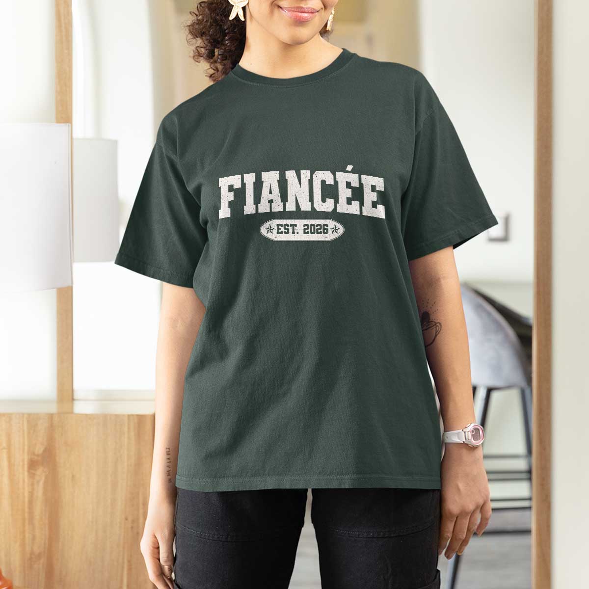Fiancee Est 2026 T Shirt For Women Future Mrs. and Mr. Bridal Shower Engagement Gift
