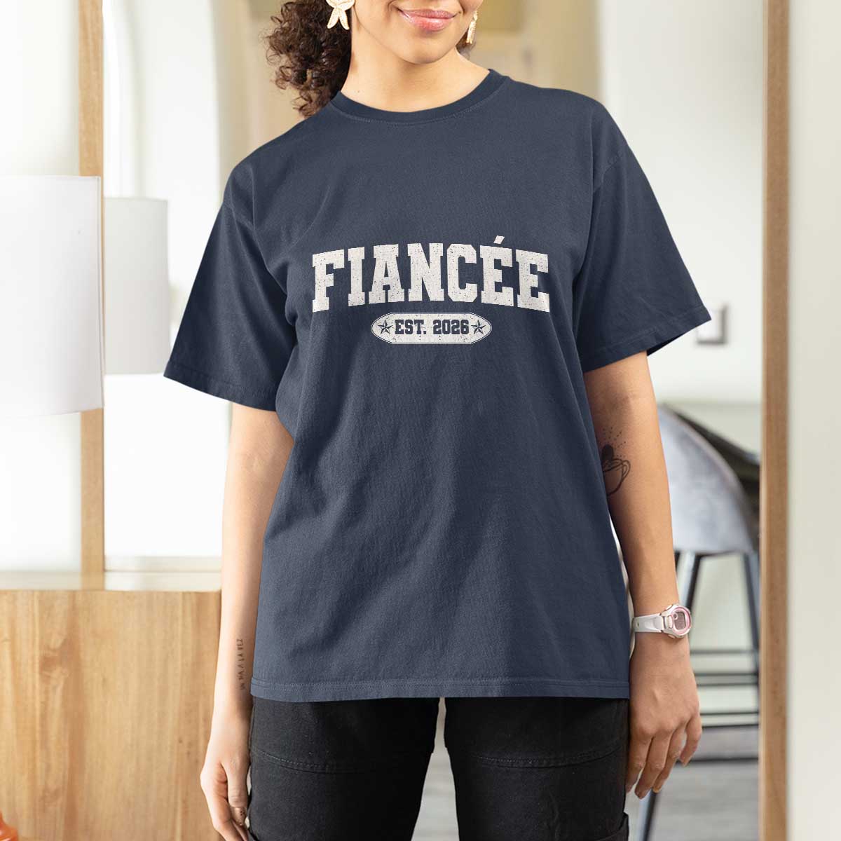 Fiancee Est 2026 T Shirt For Women Future Mrs. and Mr. Bridal Shower Engagement Gift