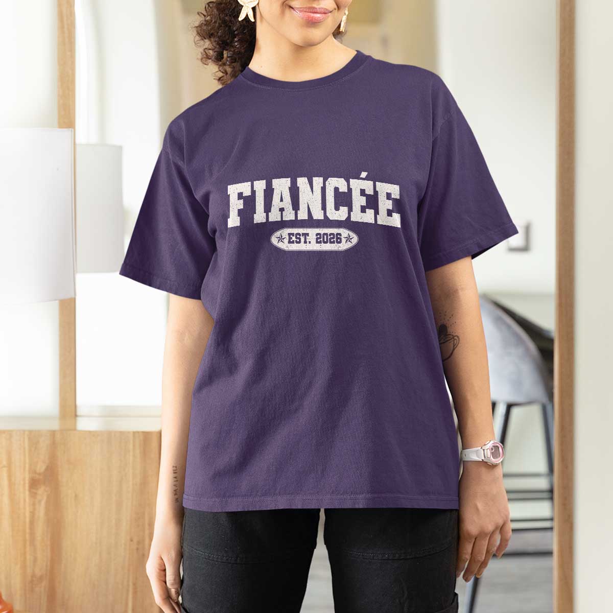 Fiancee Est 2026 T Shirt For Women Future Mrs. and Mr. Bridal Shower Engagement Gift
