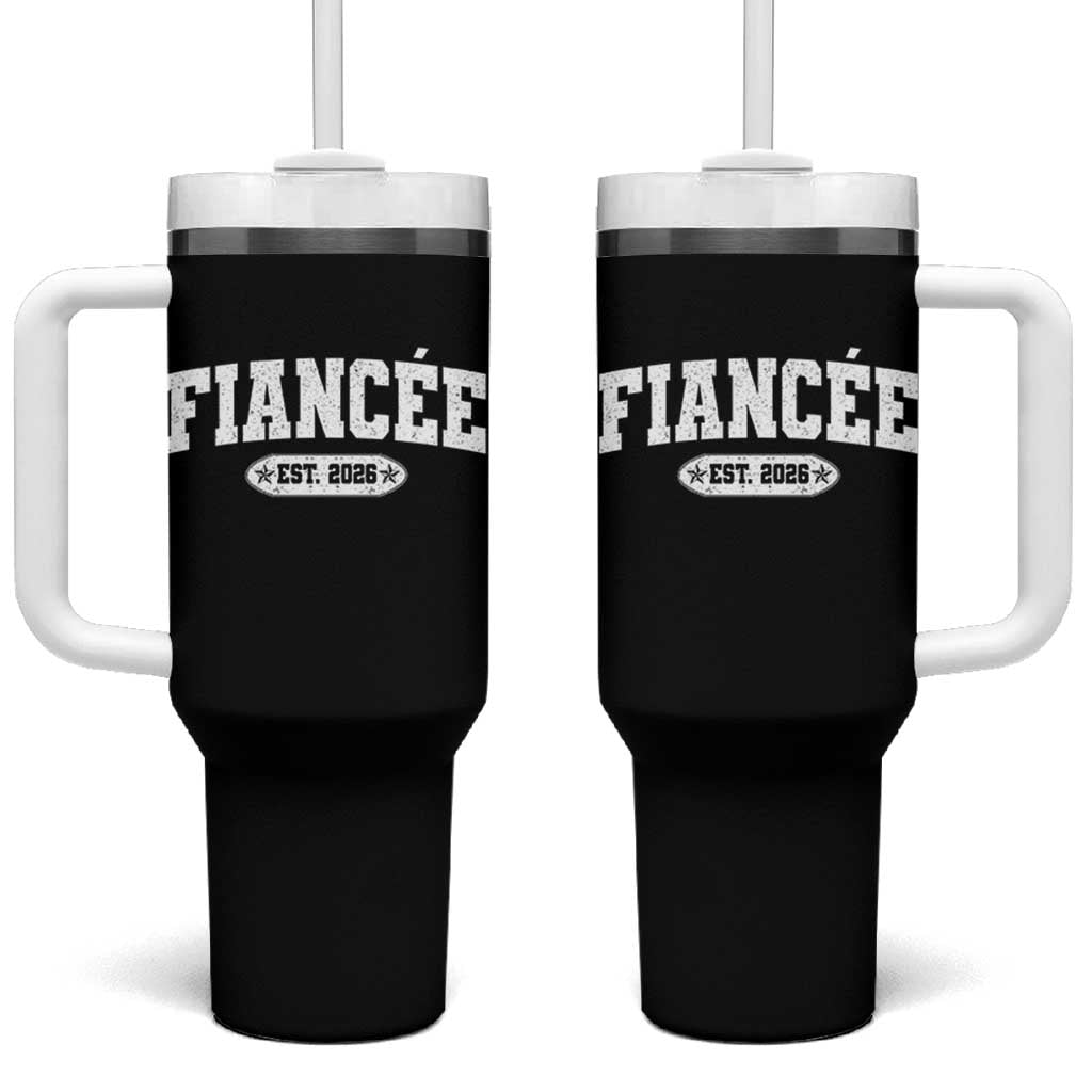 Fiancee Est 2026 Tumbler With Handle Future Mrs. and Mr. Bridal Shower Engagement Gift