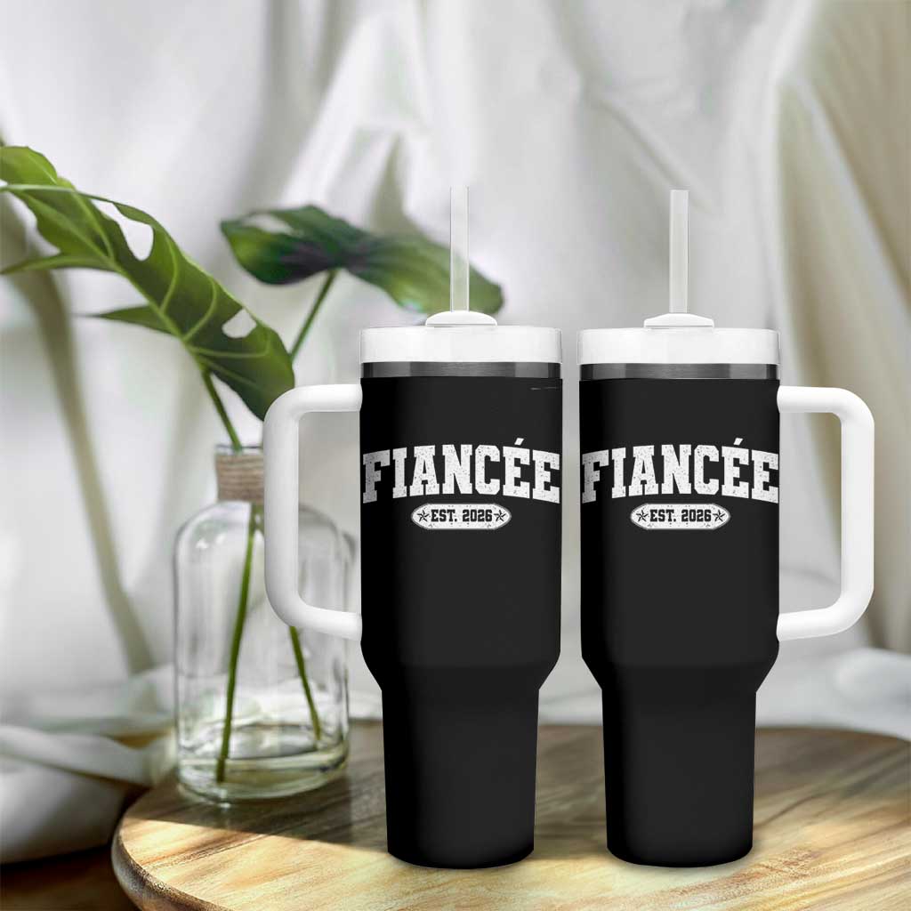 Fiancee Est 2026 Tumbler With Handle Future Mrs. and Mr. Bridal Shower Engagement Gift