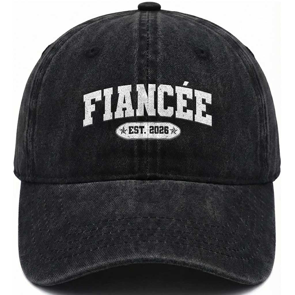 Fiancee Est 2026 Washed Cotton Baseball Cap Future Mrs. and Mr. Bridal Shower Engagement Gift