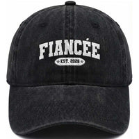 Fiancee Est 2026 Washed Cotton Baseball Cap Future Mrs. and Mr. Bridal Shower Engagement Gift