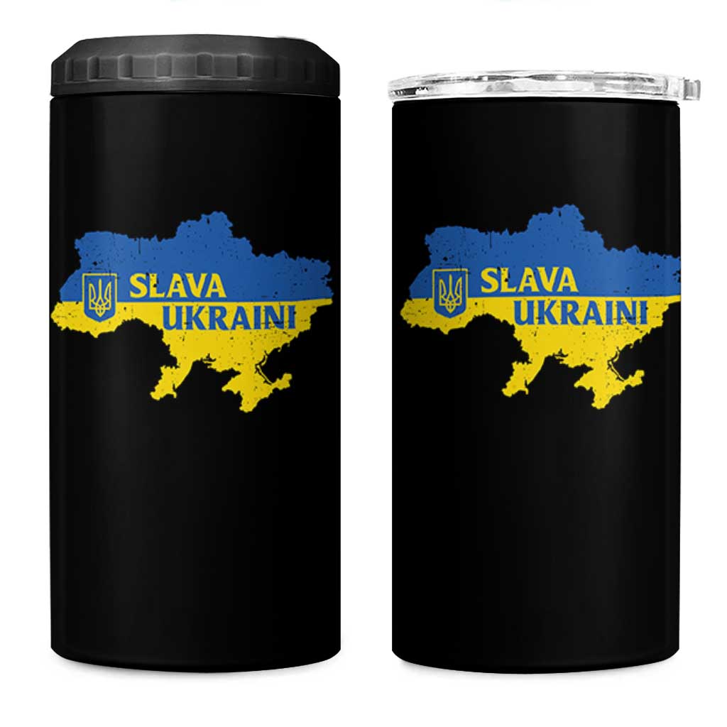 Slava Ukraini 4 in 1 Can Cooler Tumbler Ukrainian Ukraine Flag Pride