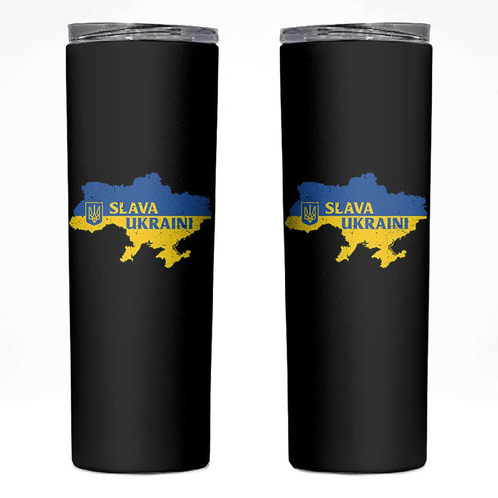 Slava Ukraini Skinny Tumbler Ukrainian Ukraine Flag Pride
