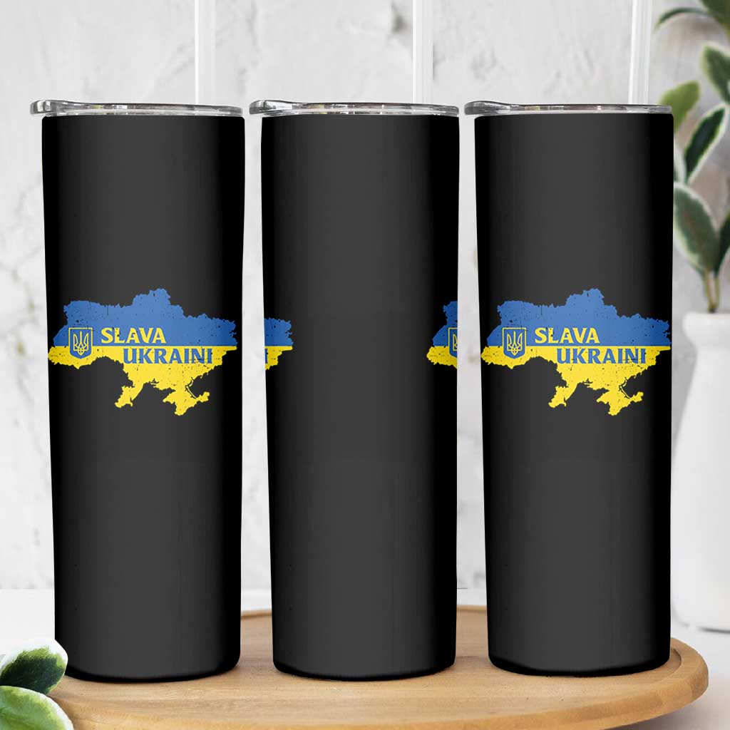 Slava Ukraini Skinny Tumbler Ukrainian Ukraine Flag Pride