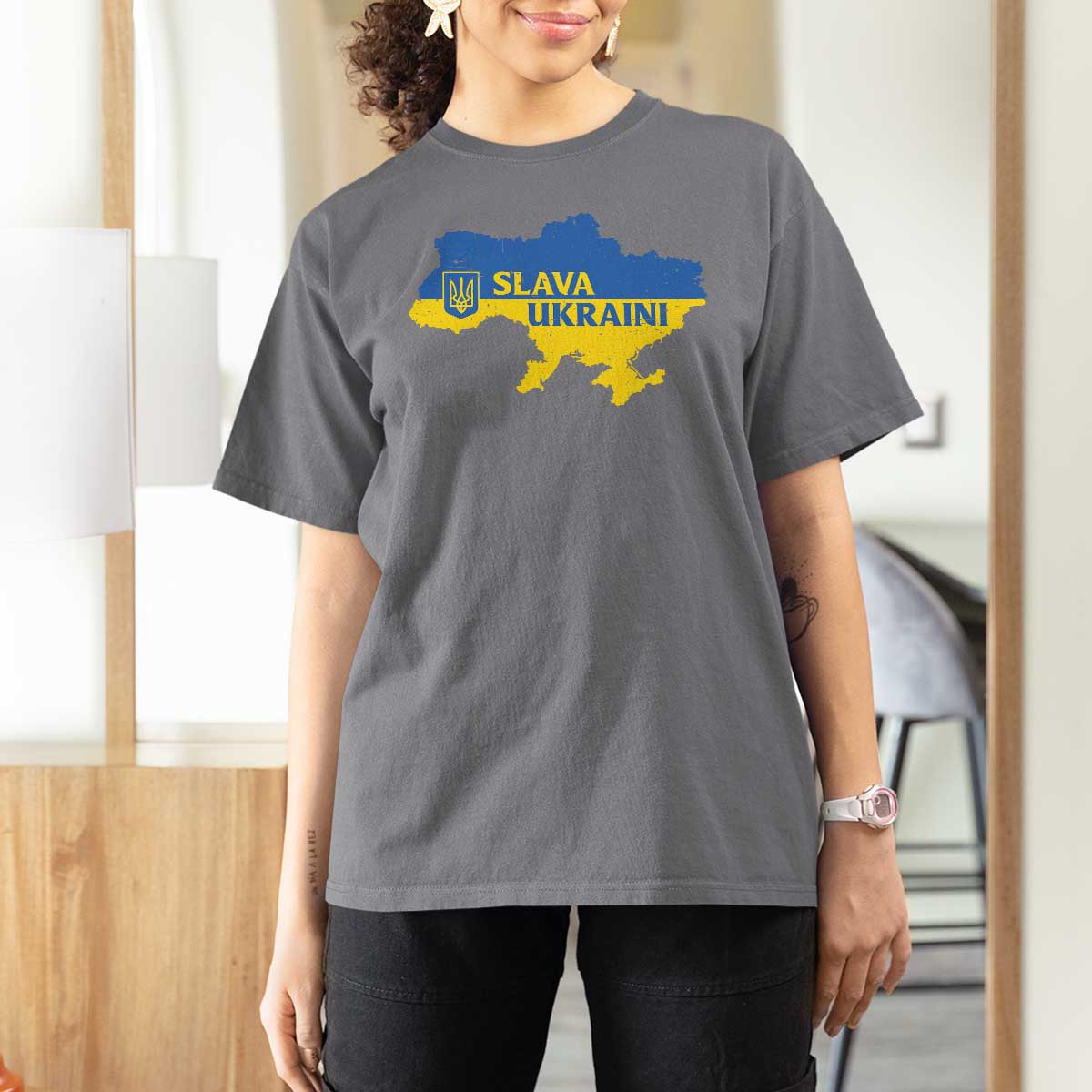 Slava Ukraini T Shirt For Women Ukrainian Ukraine Flag Pride