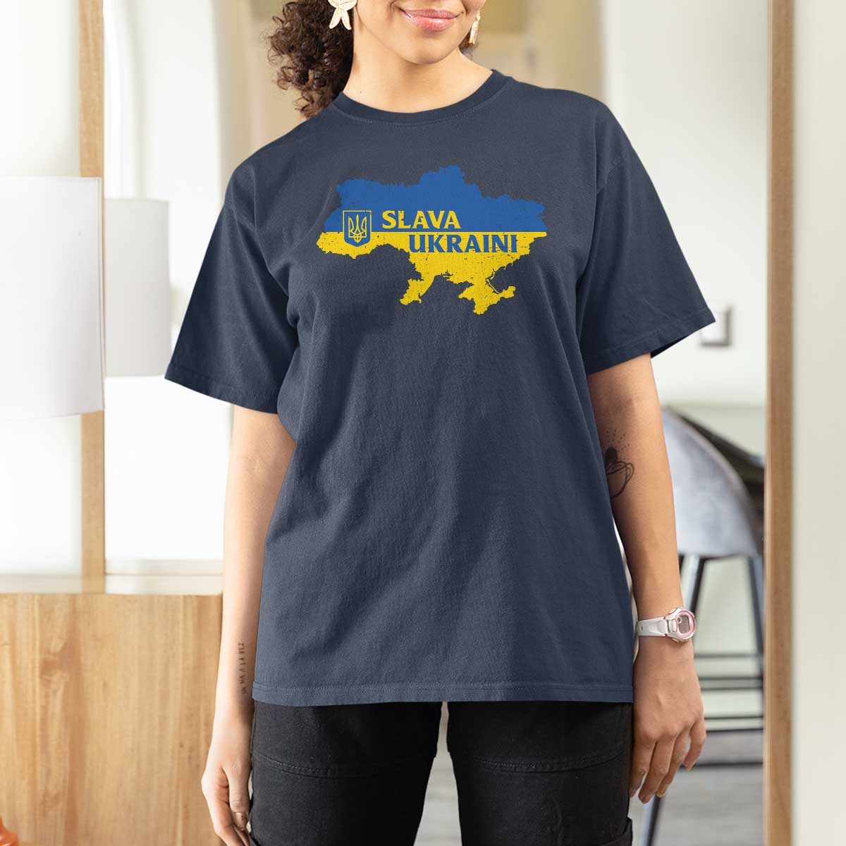 Slava Ukraini T Shirt For Women Ukrainian Ukraine Flag Pride