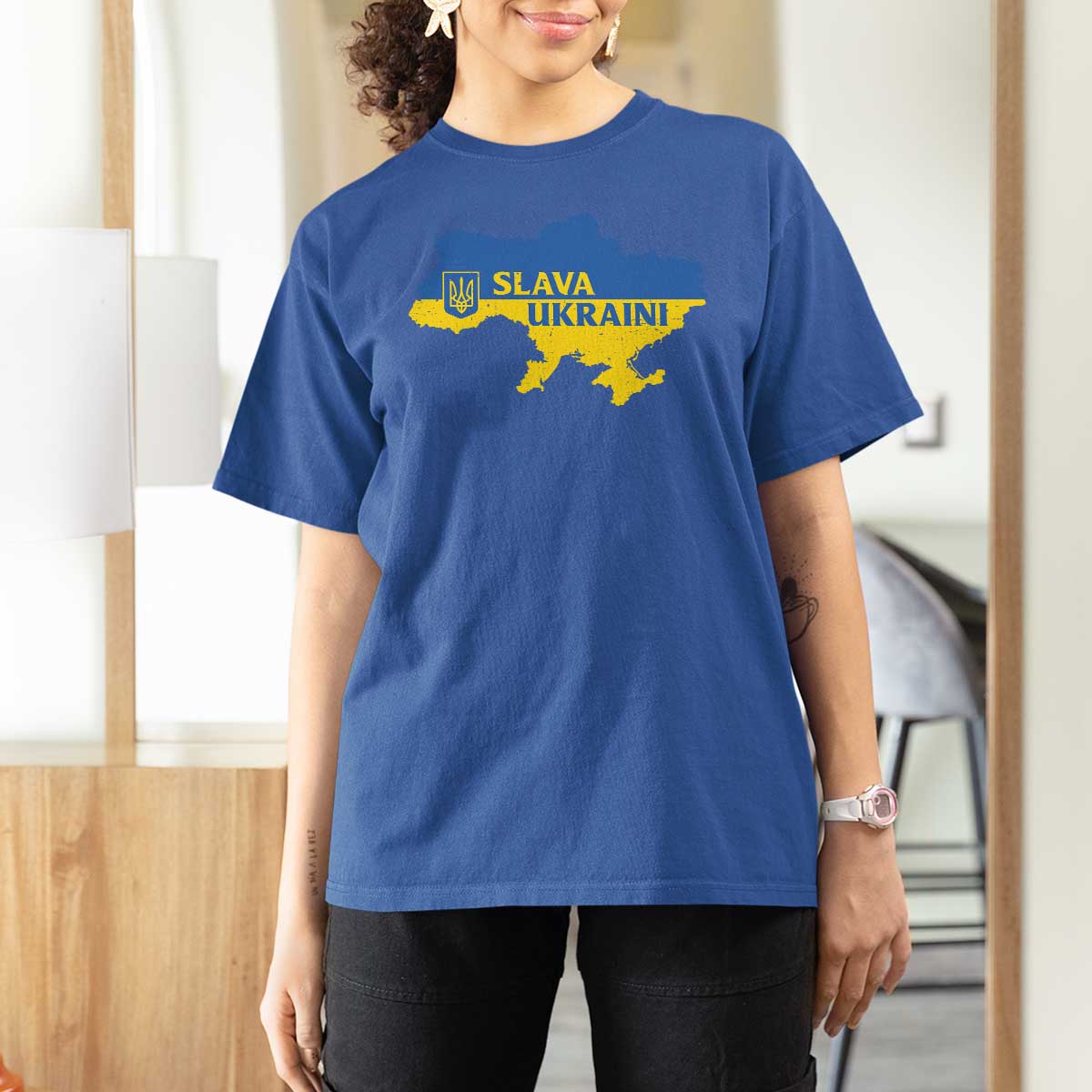 Slava Ukraini T Shirt For Women Ukrainian Ukraine Flag Pride