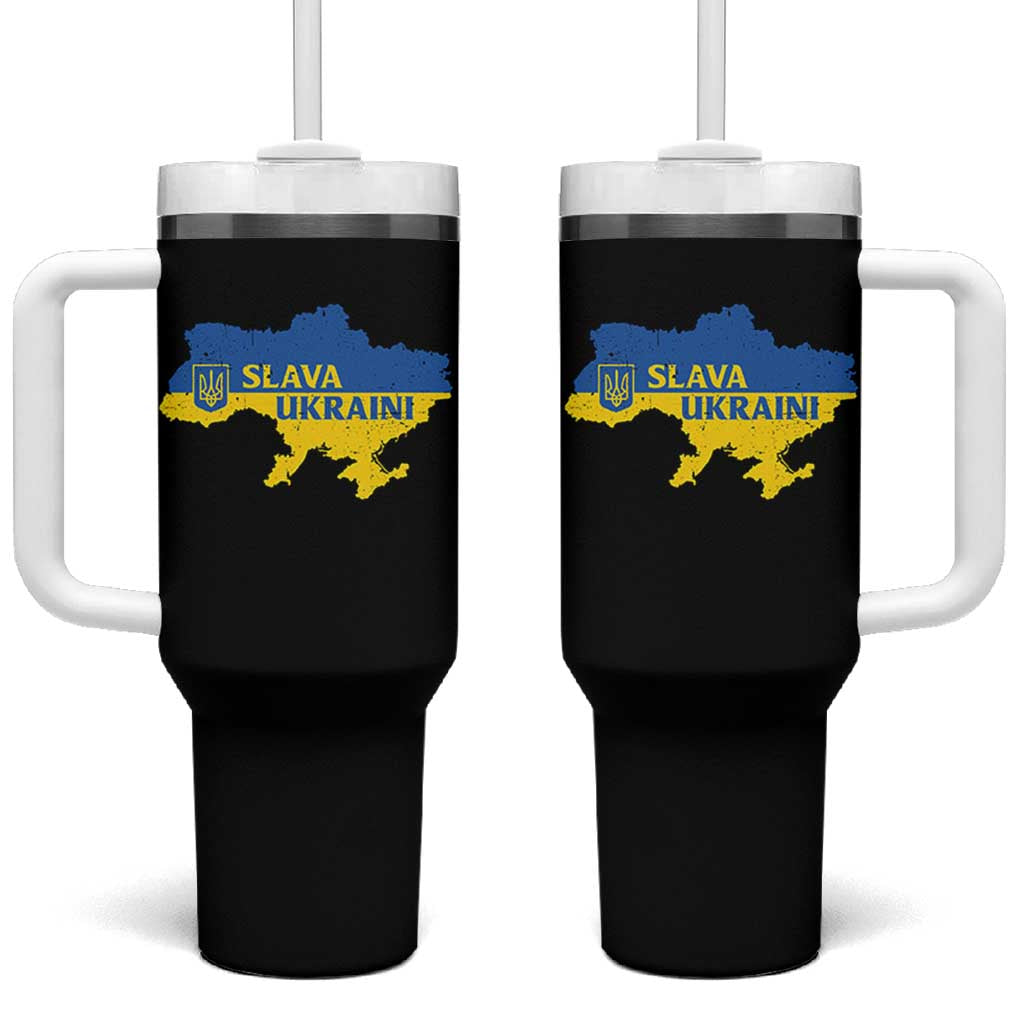 Slava Ukraini Tumbler With Handle Ukrainian Ukraine Flag Pride