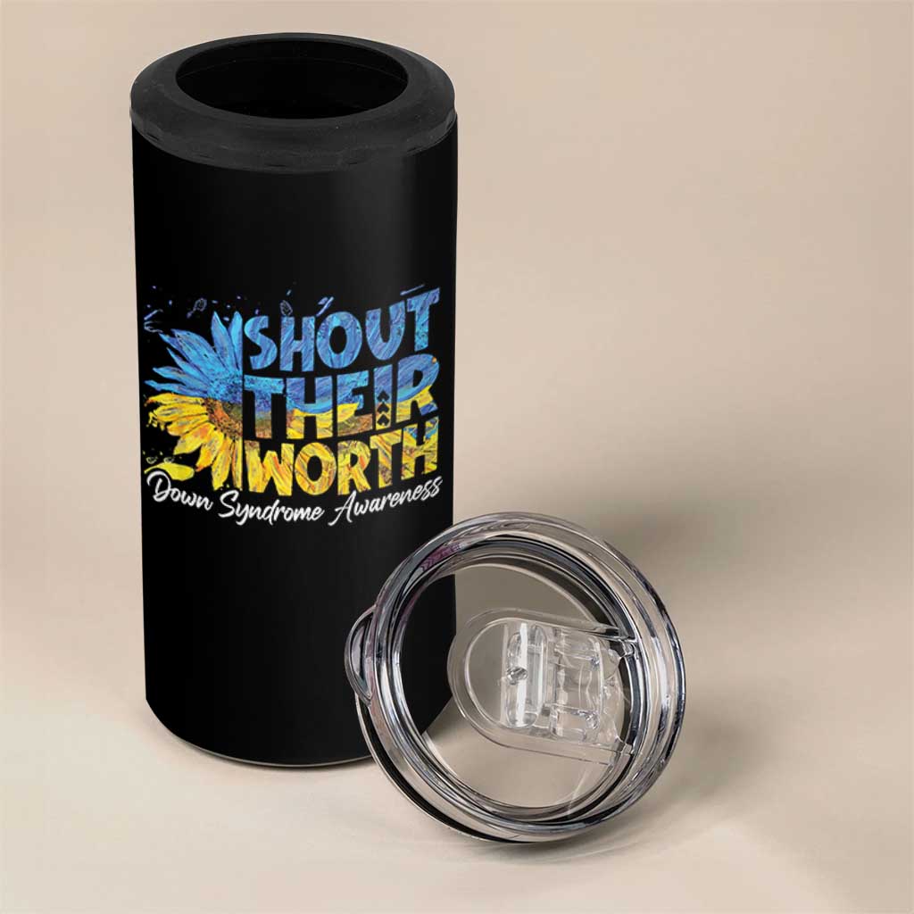 Down Syndrome Awareness Sunflower 4 in 1 Can Cooler Tumbler Shout Their Worth