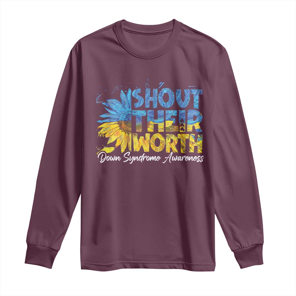 Down Syndrome Awareness Sunflower Long Sleeve Shirt Shout Their Worth