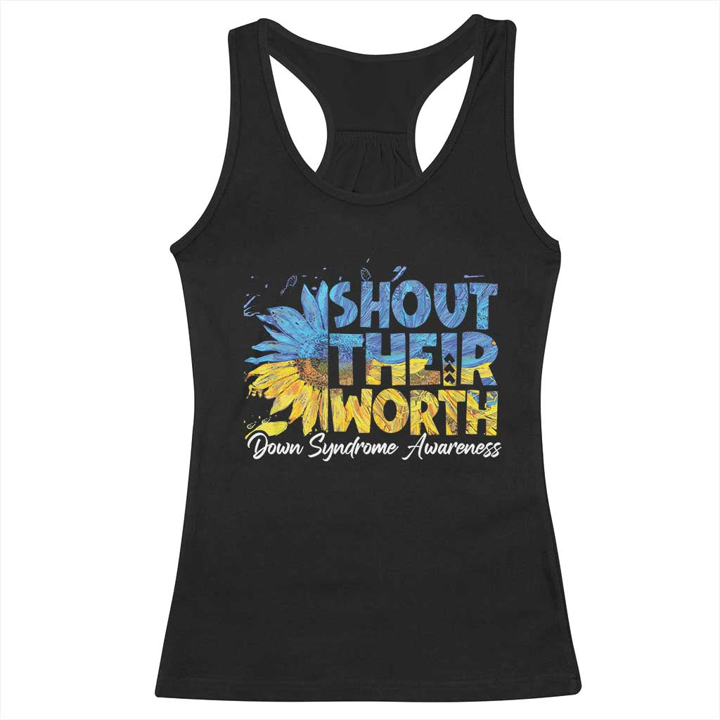 Down Syndrome Awareness Sunflower Racerback Tank Top Shout Their Worth