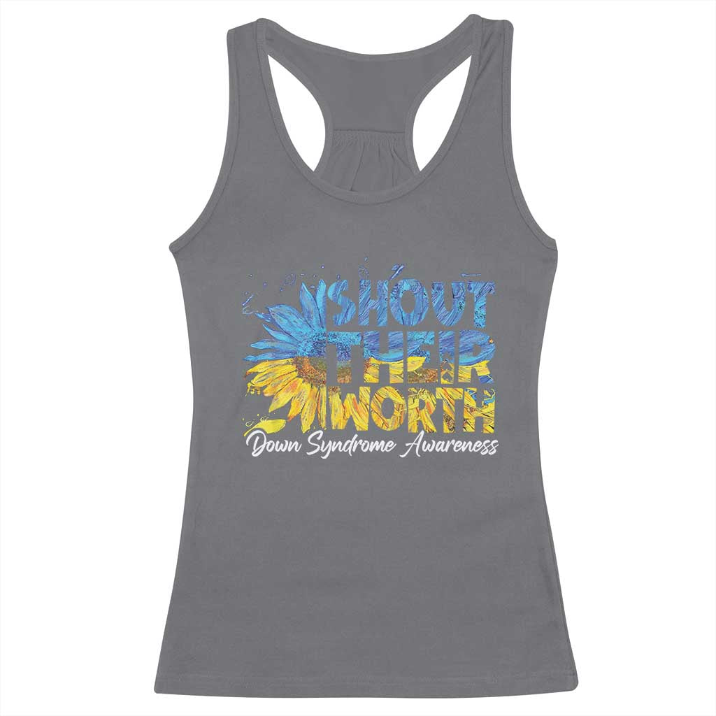 Down Syndrome Awareness Sunflower Racerback Tank Top Shout Their Worth